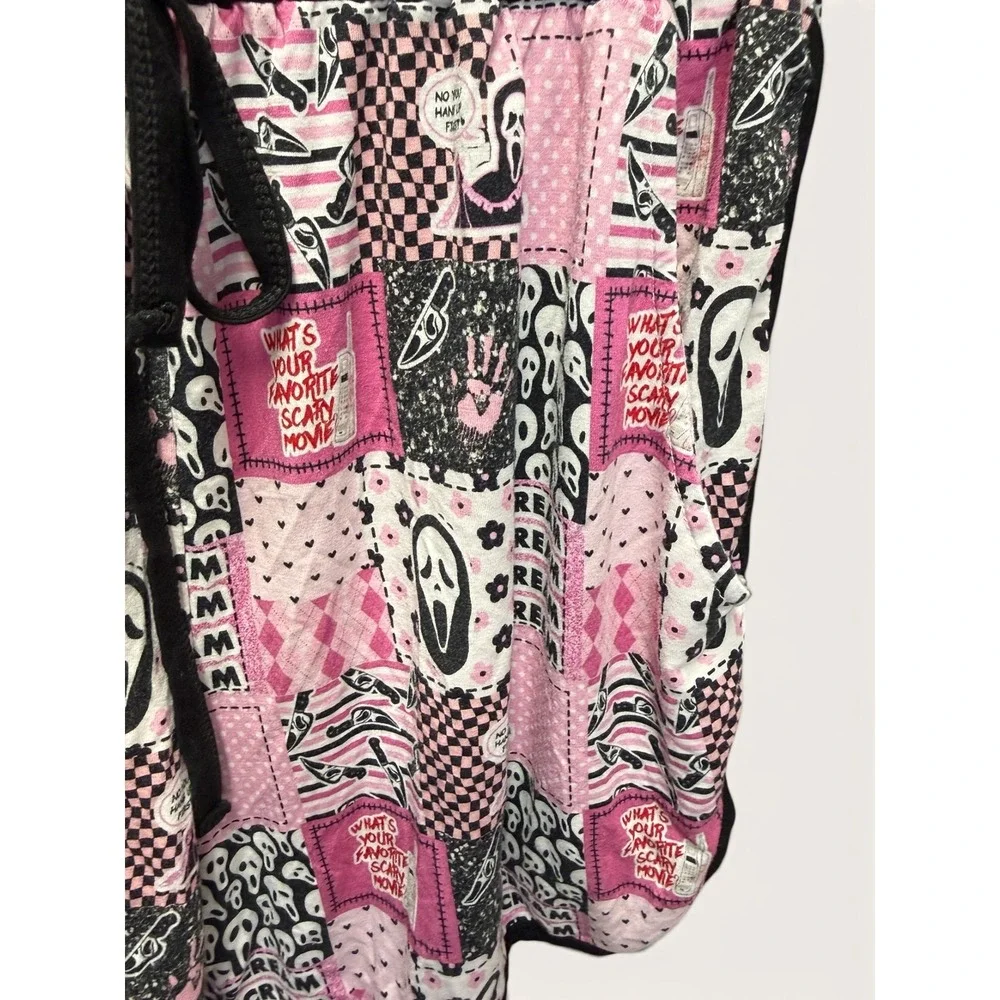 Scream Ghostface Pink Patchwork Bamboo Lounge Shorts Women Medium